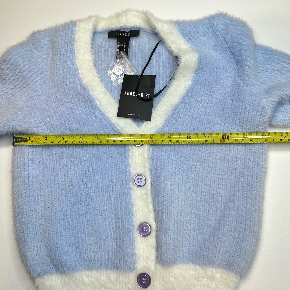 NWT Forever 21 Crop Top Sweater Woman Size Large Lavender/white Pullover Soft - Picture 5 of 9